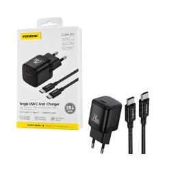 Foneng Charger Cube-EU PD20W GAN Type-C to Type-C Cable Black
